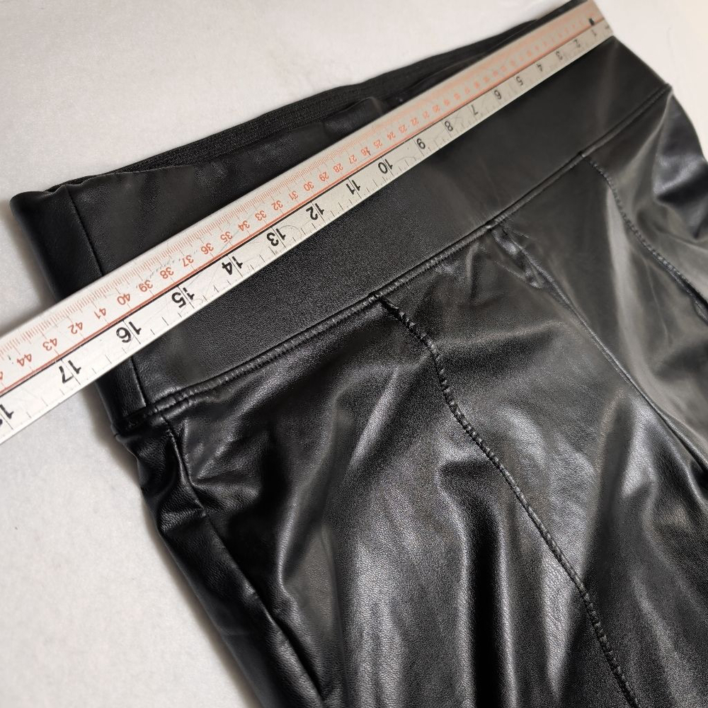 Women's Nine West Black Faux Leather Leggings L - Picture 6 of 11